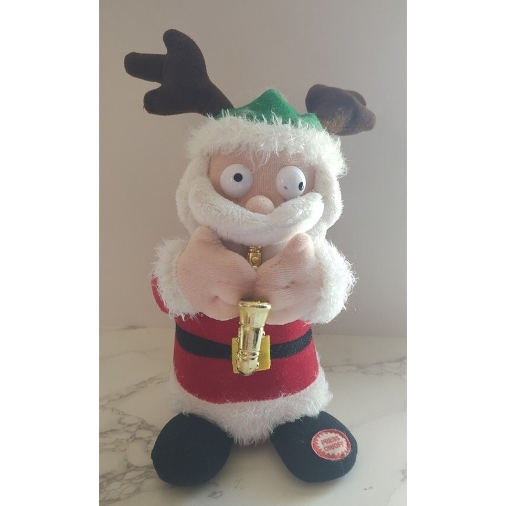 Sound And Light Animatronics Rare Vintage Saxophone Santa Reindeer Ears 1985 A18